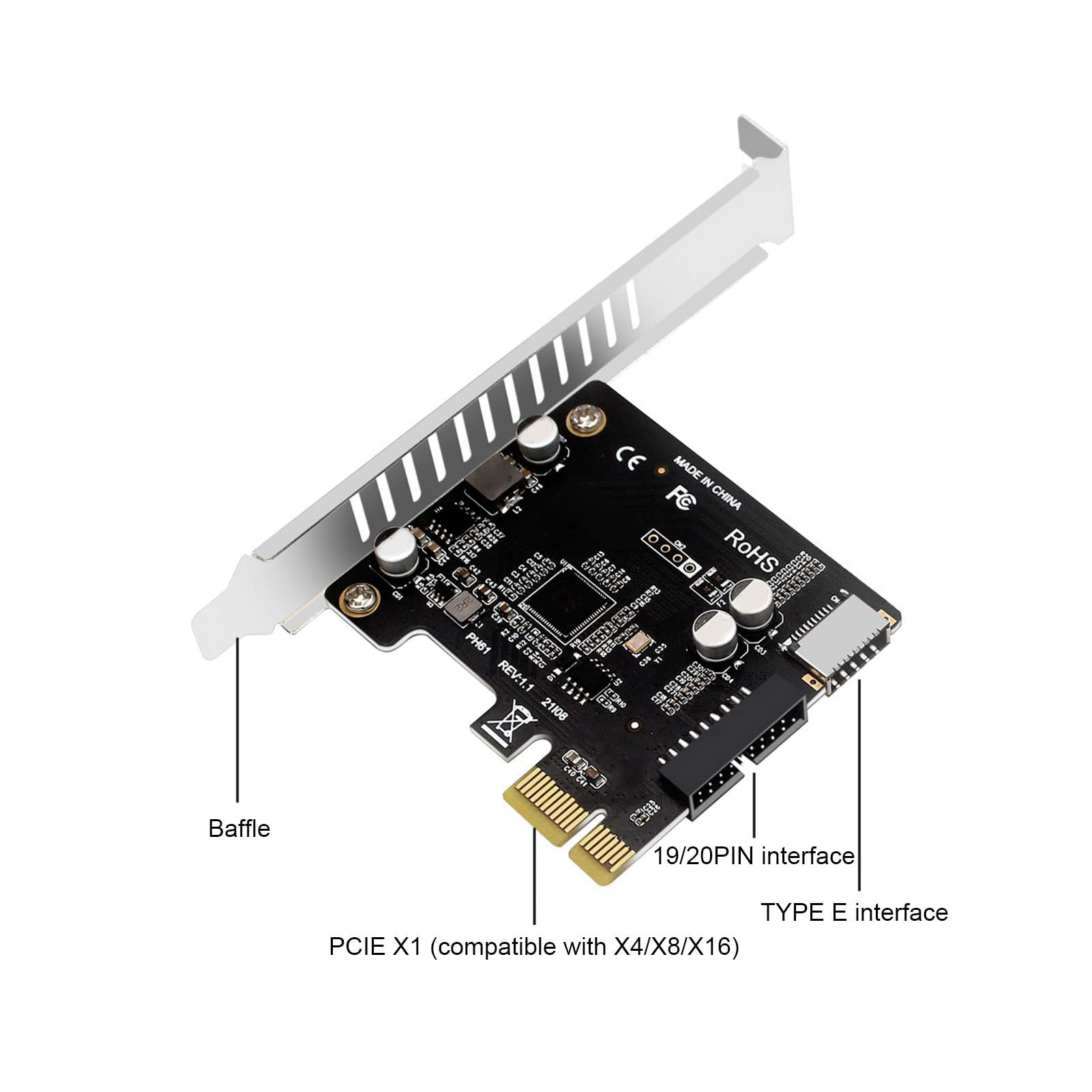 Amazon.co.jp: Bewinner USBフロントタイプE拡張カード、PCI-EからUSB