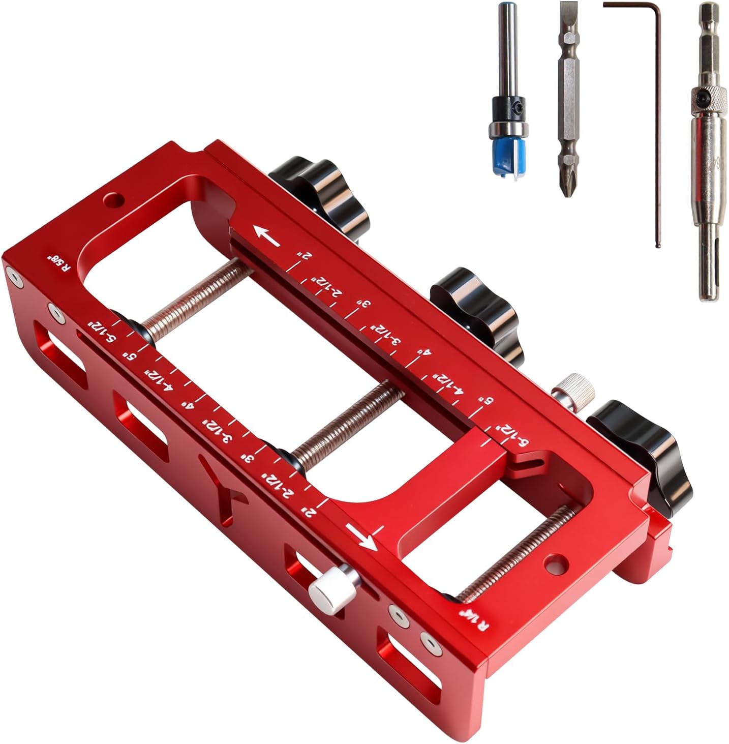 Door Hinge Mortise Jig Kit, Adjustable Aluminum Alloy Dual Clamping Door Hinge Jig Hinge Installation Kit, Suitable for 2.5-5 Inch Hinges, Woodworking Positioning Drilling Tool