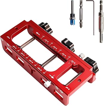 Door Hinge Mortise Jig Kit, Adjustable Aluminum Alloy Dual Clamping Door Hinge Jig Hinge Installation Kit, Suitable for 2.5-5 Inch Hinges, Woodworking Positioning Drilling Tool