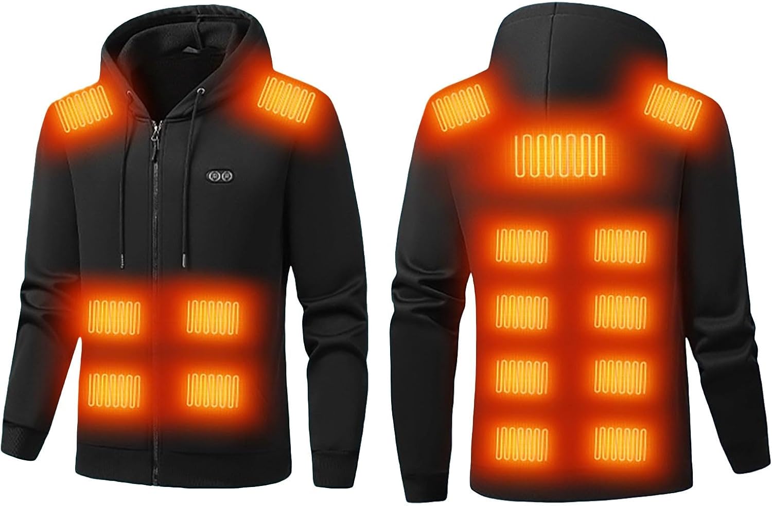 JOFOW Heated Hoodie for Men Winter Warm Heating Pullover Hoodies Heated Jacket Zip Up Hooded Sweatshirt