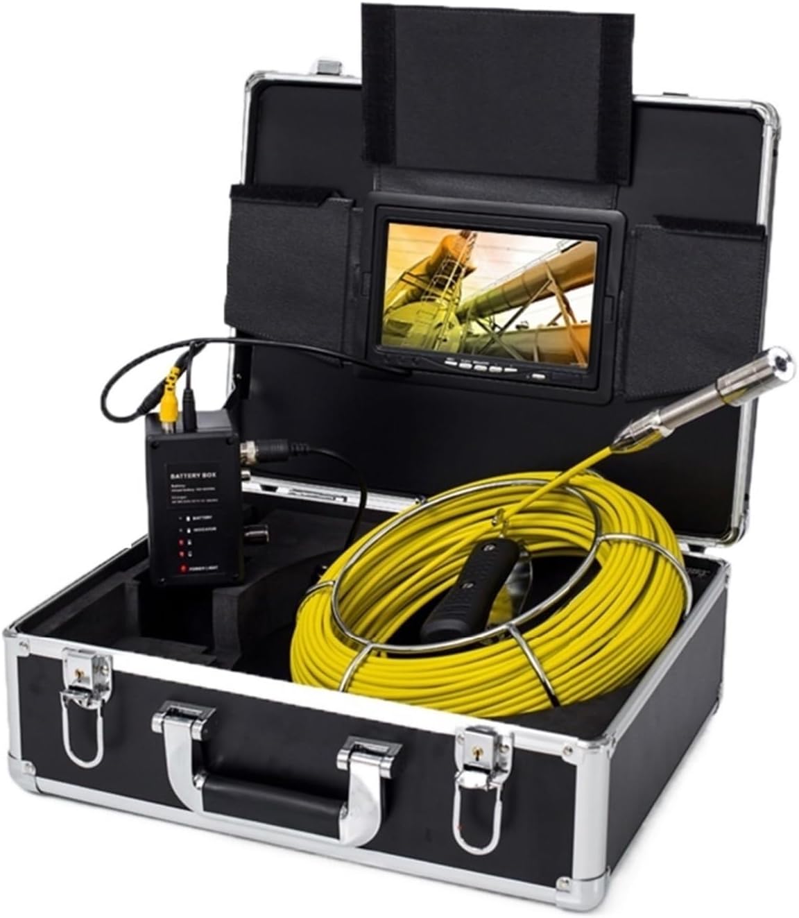 ライト付き内視鏡カメラ パイプ検査カメラ、7 インチモニター下水道