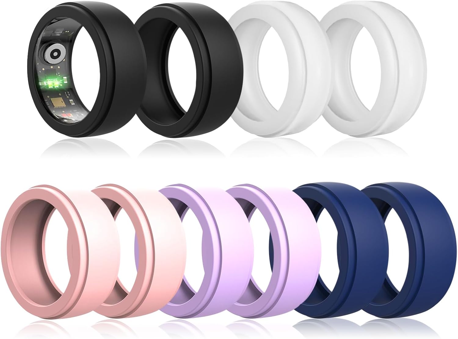 XYOFUN 10-Pack Ring Cover for Oura Ring Gen 4/ Gen 3, Anti-Scratch Elastic Silicone Protector for Men Women Working Out Gym - (Medium : Fits 10-13) Multicolor