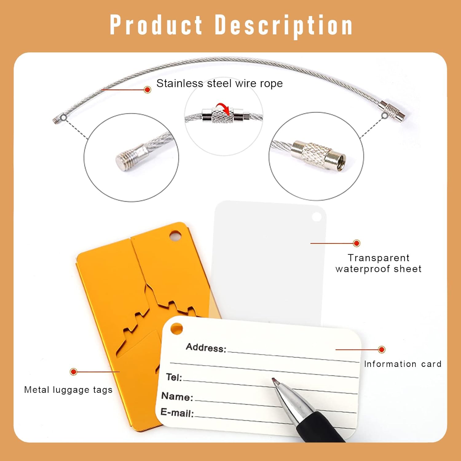 Praktische Kofferanhänger: 6 Stück Aluminium Adressschilder für sicheres Reisen