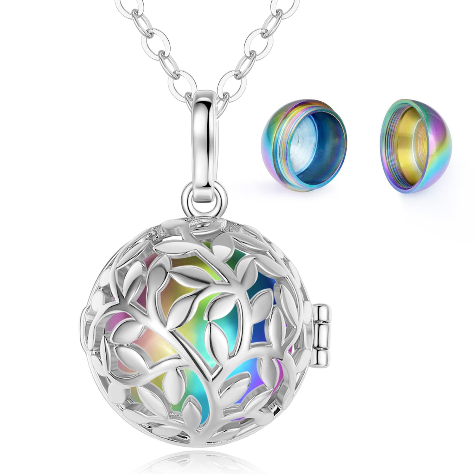 EUDORA Harmony Ball Colgantes para Cenizas para Mujer, Collar de Cenizas de Papa Mama Abuela Abuelo Urna Regalo Recuerdo Funerario, Joyería Colgante de Urnas para Perros Gatos Mascotas, 24 pulgadas