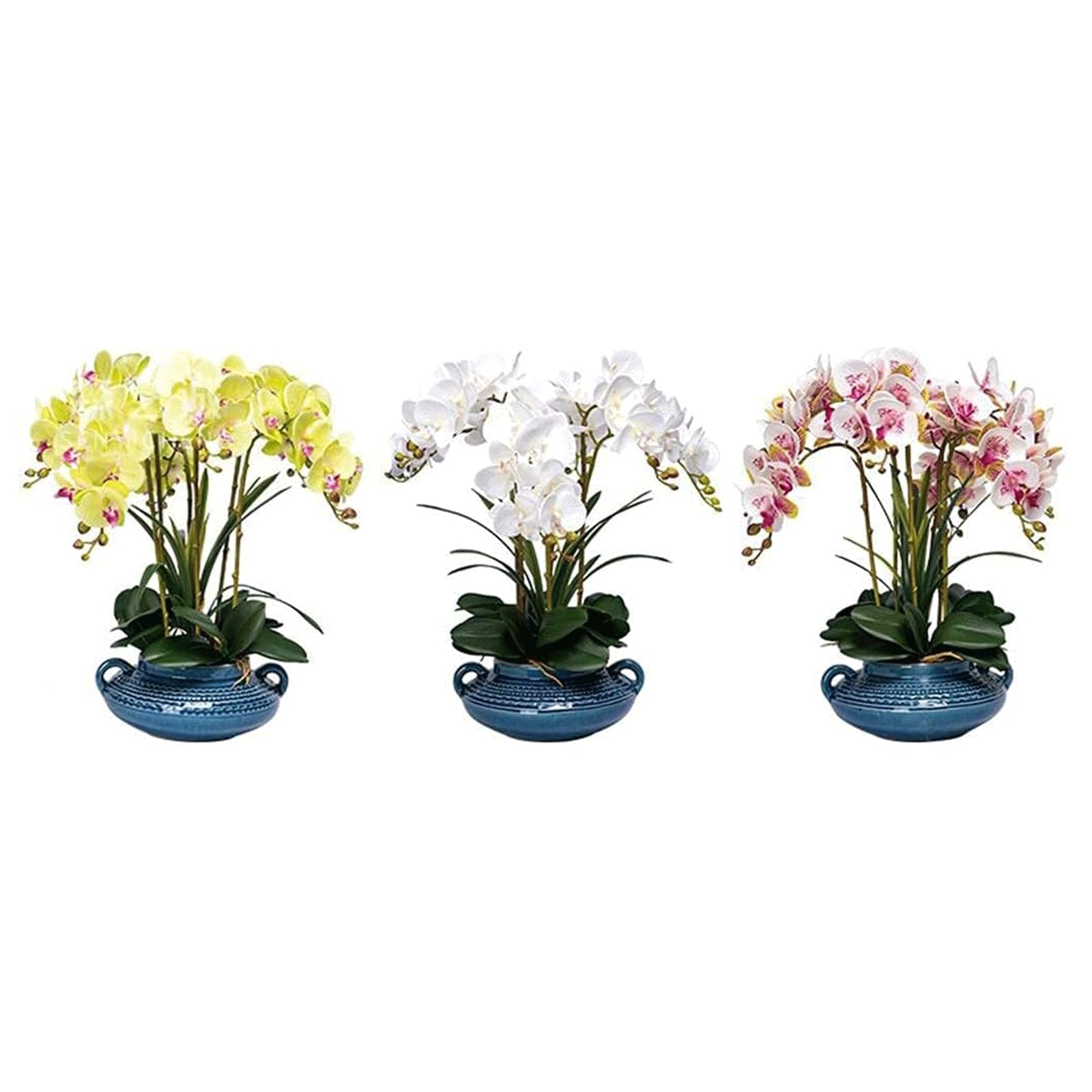 SDdPulse Orchidea artificiale con vaso in ceramica orchidee finte in seta, 50,8 cm, fiori artificiali Phalaenopsis orchidea artificiale per la casa, fiori finti molto naturali, giallo