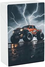 Hard Plastic Cigarette Case Waterproof & Crush Proof Monster Truck Black Sky Roar Cigarette Holder Slim Cig Case Box Pocket-Friendly Portable Holder for 18-20 King Size Cigarettes Smoking Accessories