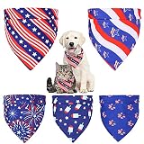 Yunison 5 Packs 4th of July Dog Bandanas Reversible Scarfts American Flag Independence Day Fireworks