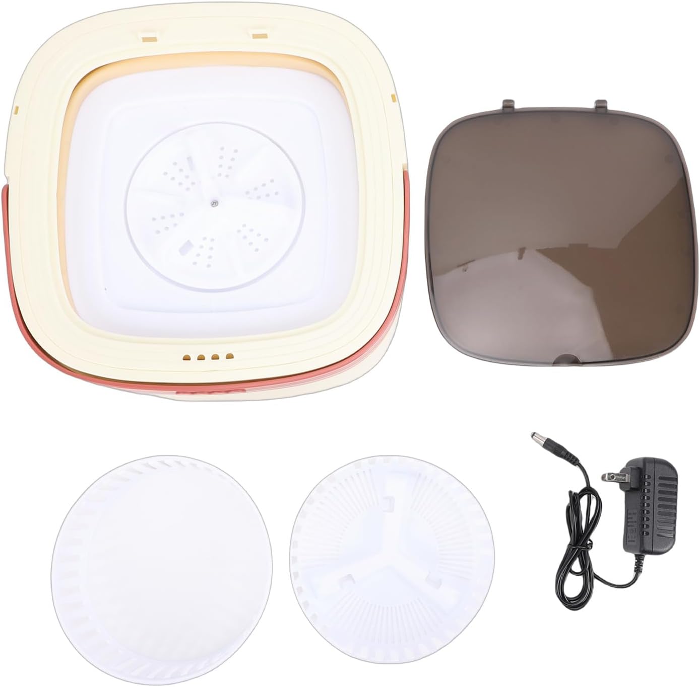 Portable Washing Machine, 8L Foldable Washer with 3 Cleaning Modes and Drain Basket, Small Foldable Laundry Machine for Underwear, Baby Clothes, for Apartments, RV, Travel (Khaki)