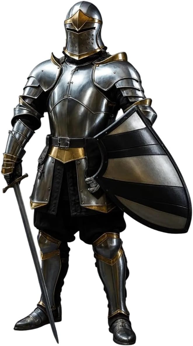 Medieval Suit Of Armor | Fully Wearable Barbute Armor Suit | Full Body Plate Armor For Medieval Reenactment & Cosplay | Barbuta Knight Helmet For Reenaissance, LARP, Halloween | Display Suit Of Armor