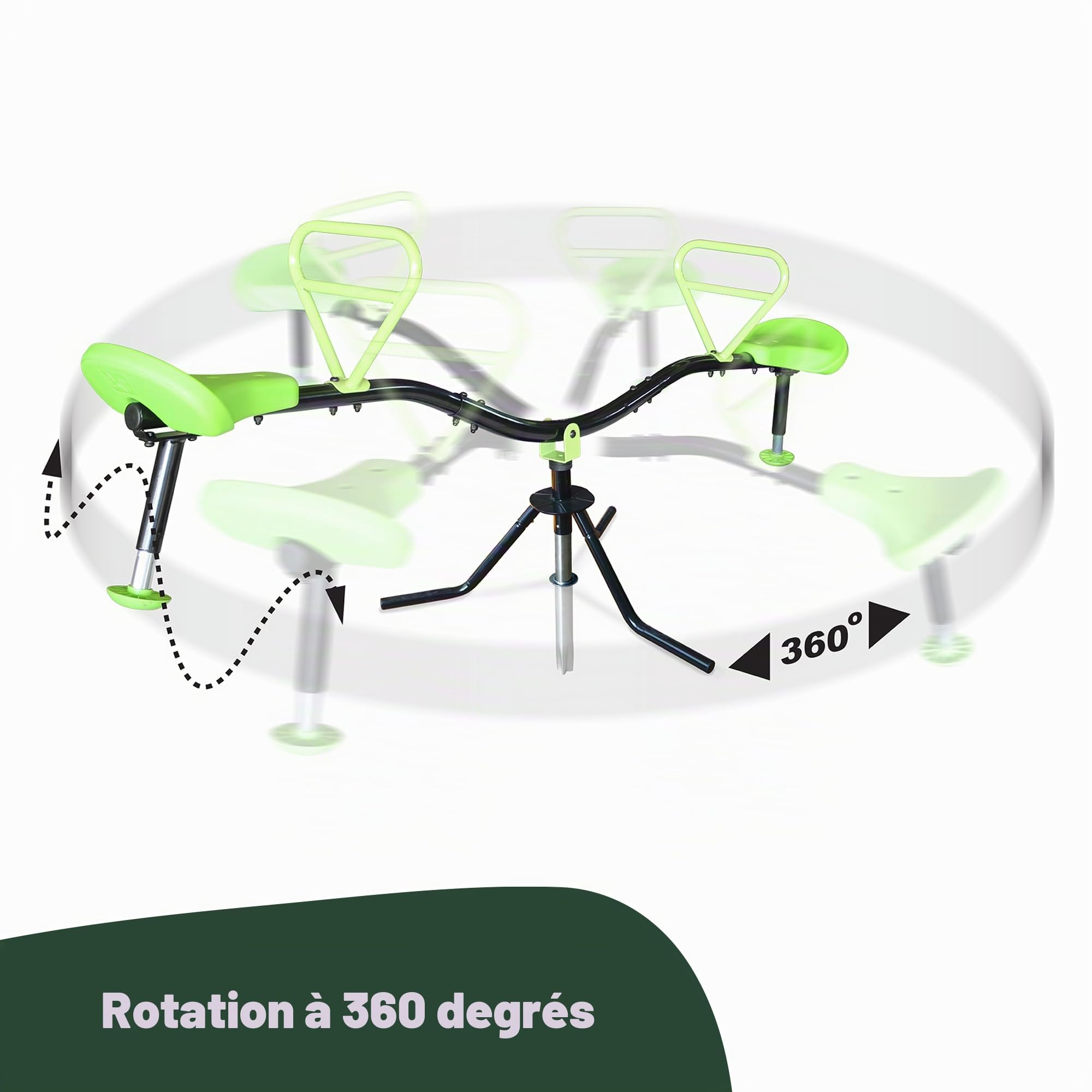 EXIT Toys Spinner - Bascule rotative en Acier - pour Tout-Petits et Enfants - pour l'extérieur dans Le Jardin - 193 x 60 x 73 cm - Vert/Noir