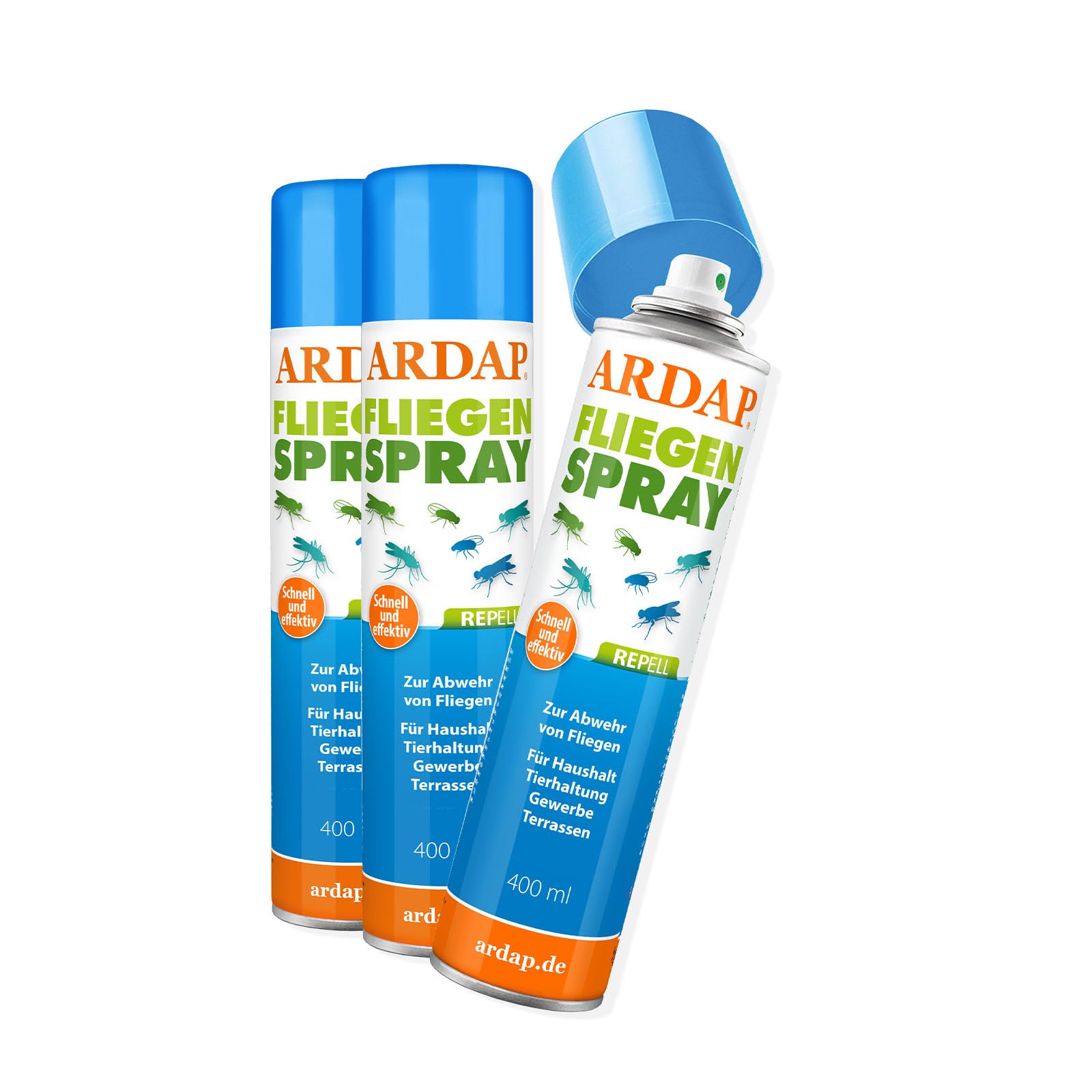 ARDAP Repell Fliegenspray 3 x 400ml - Bestes Mittel gegen Fliegen - Fliegenspray Wohnung- Insektenspray & Ungezieferspray - Schädlingsfrei - Wirkt schnell & effektiv (PT19)