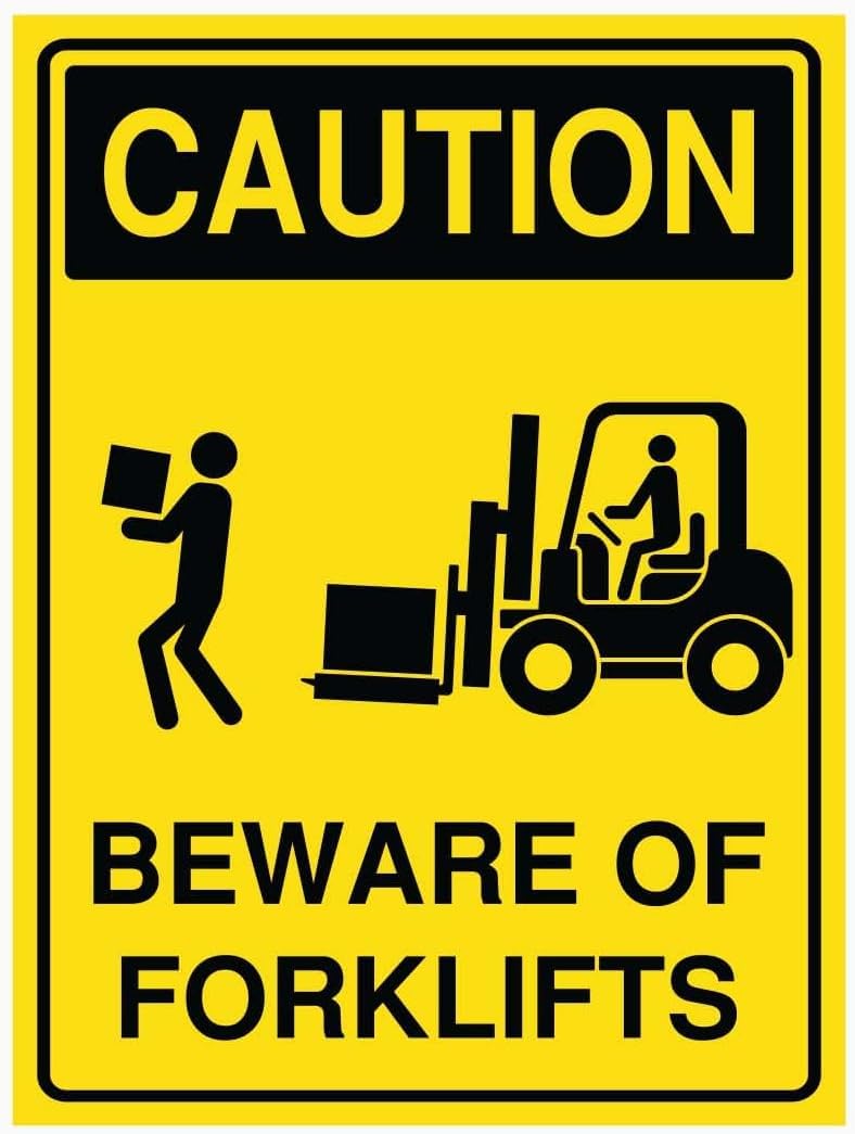 Caution Beware of FORKLIFTS Rust Free Aluminum Tin Sign - Workplace Decor with Pre-Drilled Holes for Industrial/Commercial Site - 8x12 Inch​