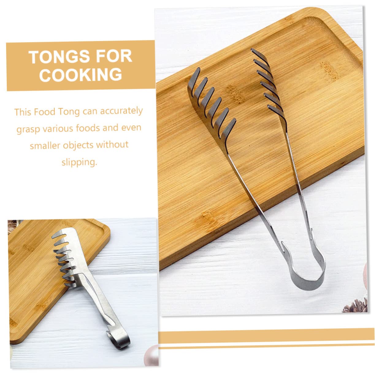 Cabilock Stainless Steel Food Tongs for Serving Appetizers and Buffet Kitchen Tongs for Bread Pasta and Desserts for Parties Weddings and Daily Use