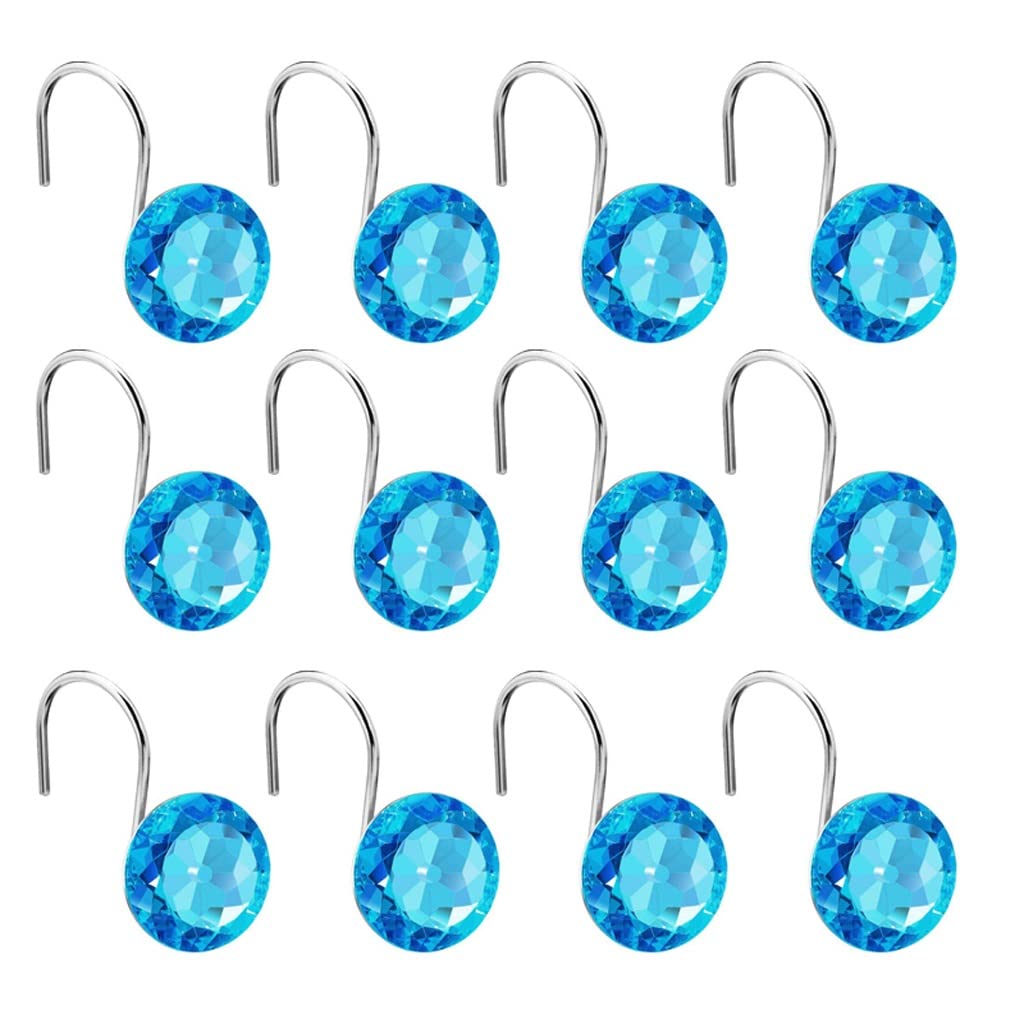 Crochets de rideau douche en cristal diamant éclatant pour salle de bain chic