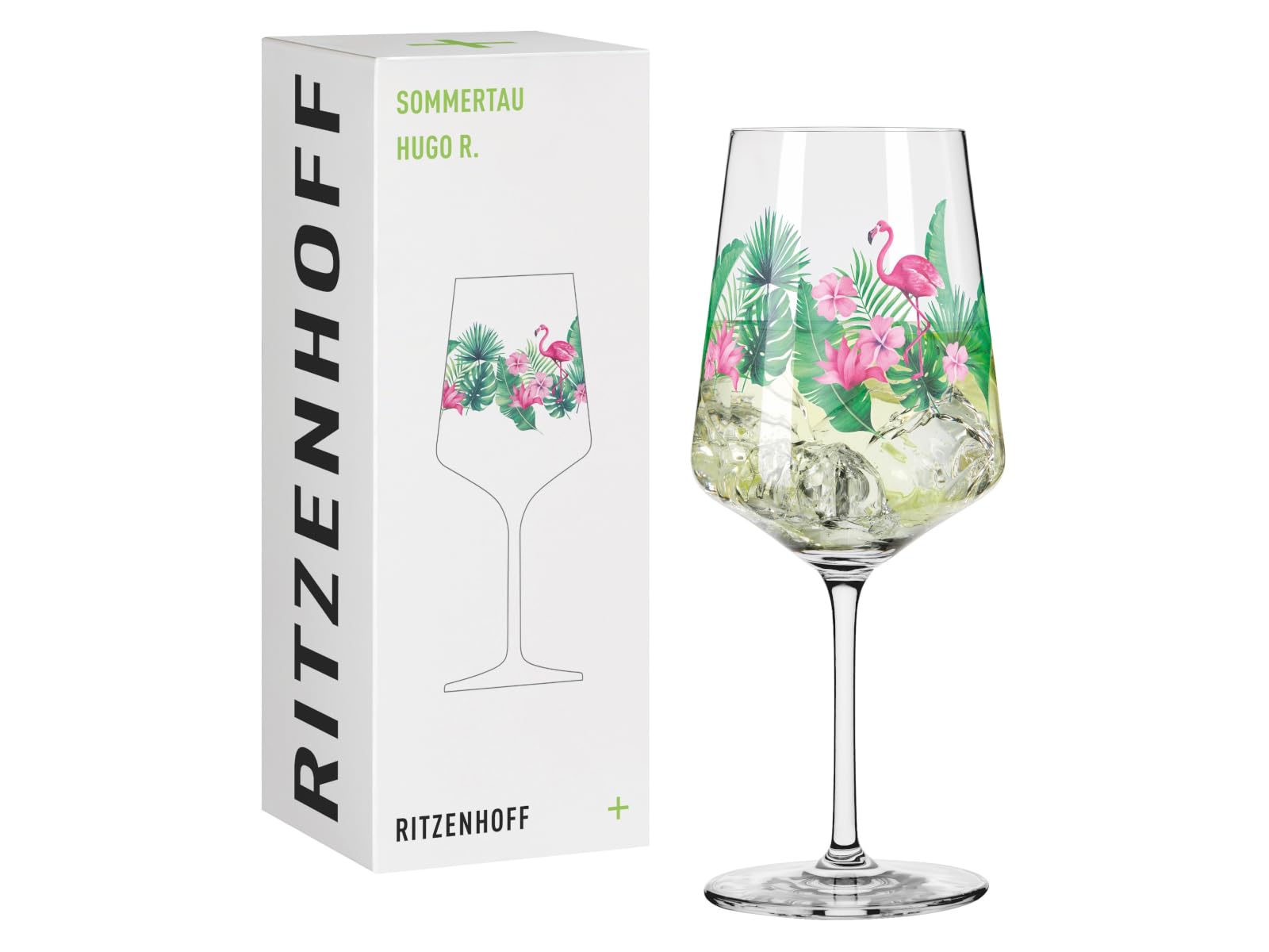 RITZENHOFF 2931014 Kieliszek do aperitifu 500 ml - Seria Sommerrosa - Motyw nr 14 z kolorowym flamingiem - Made in Germany