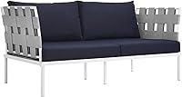 Vista 1 de Modway EEI-2603-WHI-NAV Harmony Patio al aire libre de aluminio, sofá biplaza, azul marino blanco