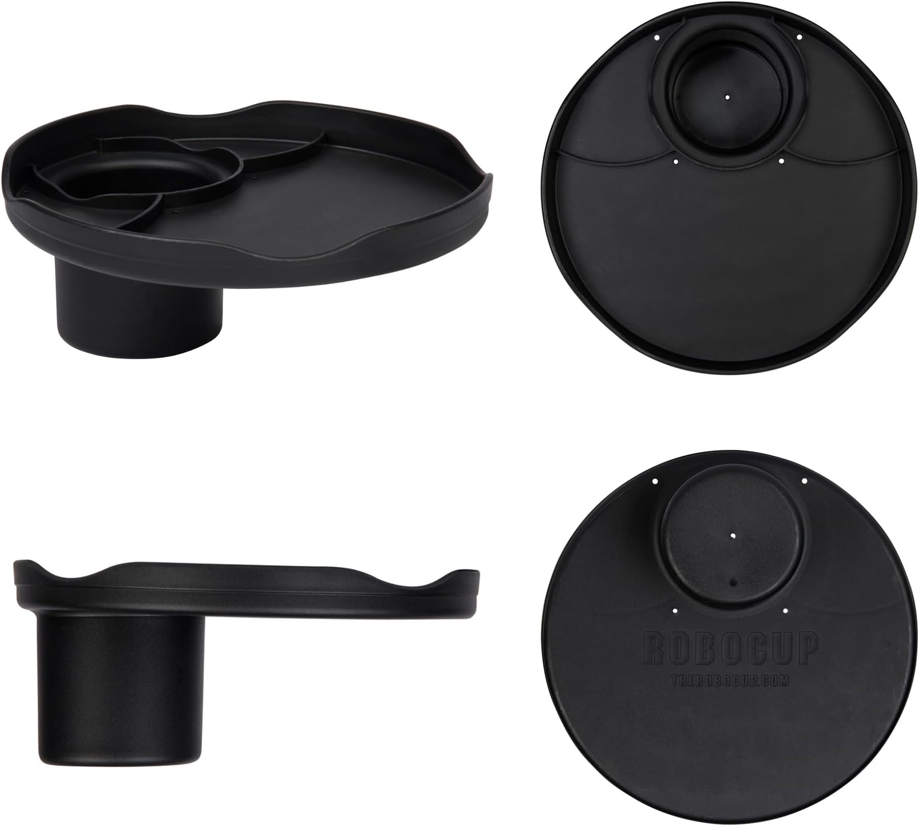 Plate Accessory, in All 12 Colors, Conveniently Holds Your Food, Snacks, Drinks | Multi-Use Hands Free Project Work Station, Ruggedized Portable Design, Diameter of 8.5"/21.6 CM (Black)