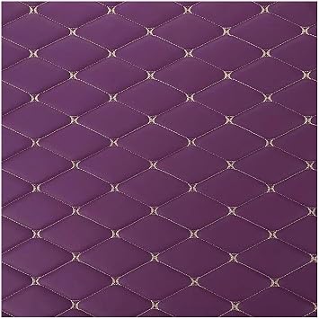 Upholstery Fabric, Diamond Quilted Foam Faux Leather Vinyl Fabric Upgraded Non Slip Backed DIY Automotive Headliner Furniture Upholstery Headboards Fabric 63" WidePurple,1.6X1m