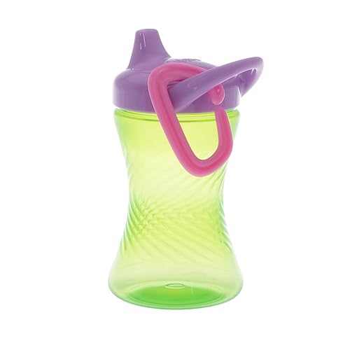 Miniatura 4 de Nuby Vaso antiderrames con boquilla dura de fácil agarre, paquete de 3, 10 onzas, vaso para bebés de 6 meses en adelante, rosaverdemorado