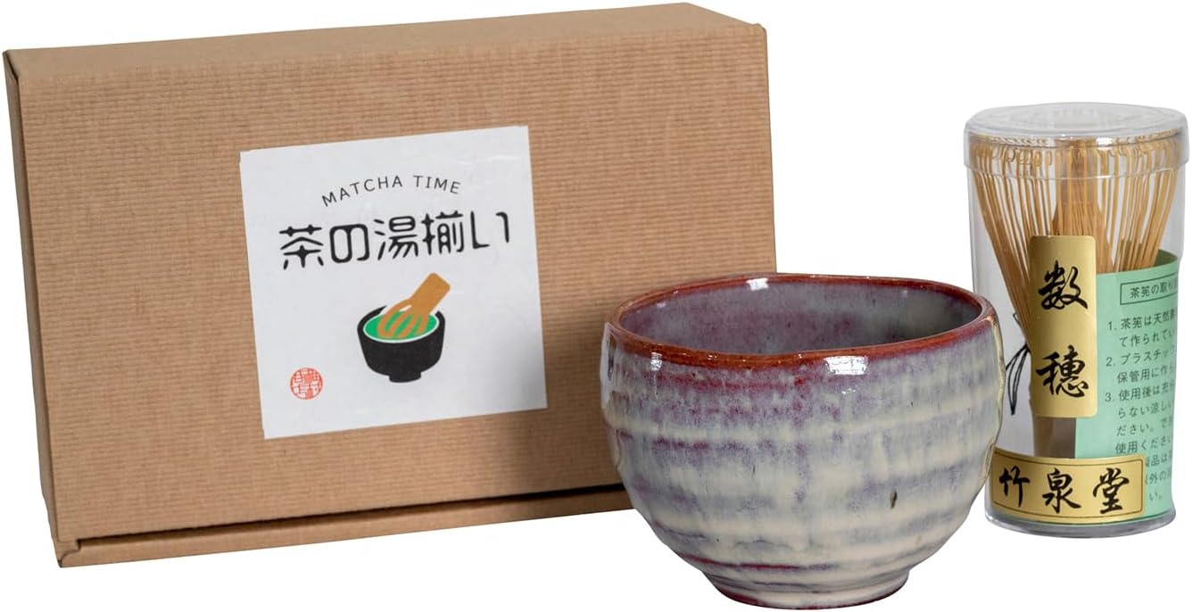 Mino Ware UM-00160S Matcha Rice Bowl, Ceramic, Approx. Diameter 3.7 x Height 2.8 inches (9.5 x 7 cm), Approx. 8.5 fl oz (250 ml), Microwave, Dishwasher Safe, Chasen Tea Utensils, Set of 2, Loose Bowl