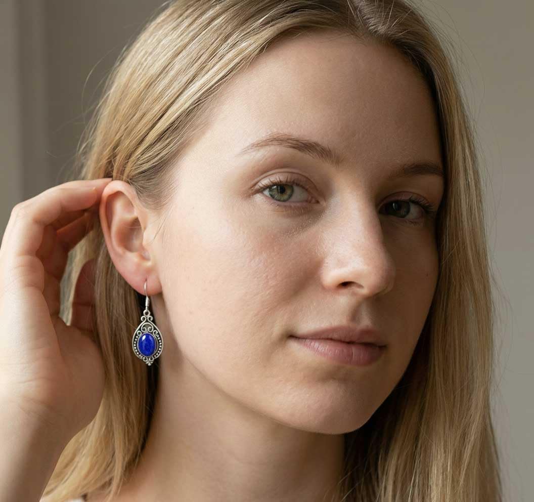 Handmade 925 Sterling Silver Plated Drop Dangle Earring Natural Gemstone Pearl, Rose Quartz, Tiger Eye, Carnelian Oval Boho Jewelry For Women