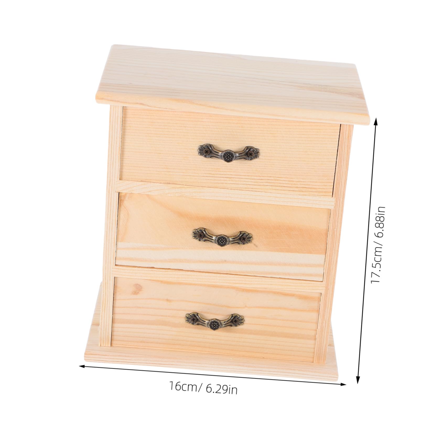 Holz Schreibtisch Organizer mit DREI Schubladen Kleiner Holzschrank für Büro Stilvoller Miniatur Aufbewahrungsbox für Schmuck und Kleinteile Praktischer Schubladen Organizer für