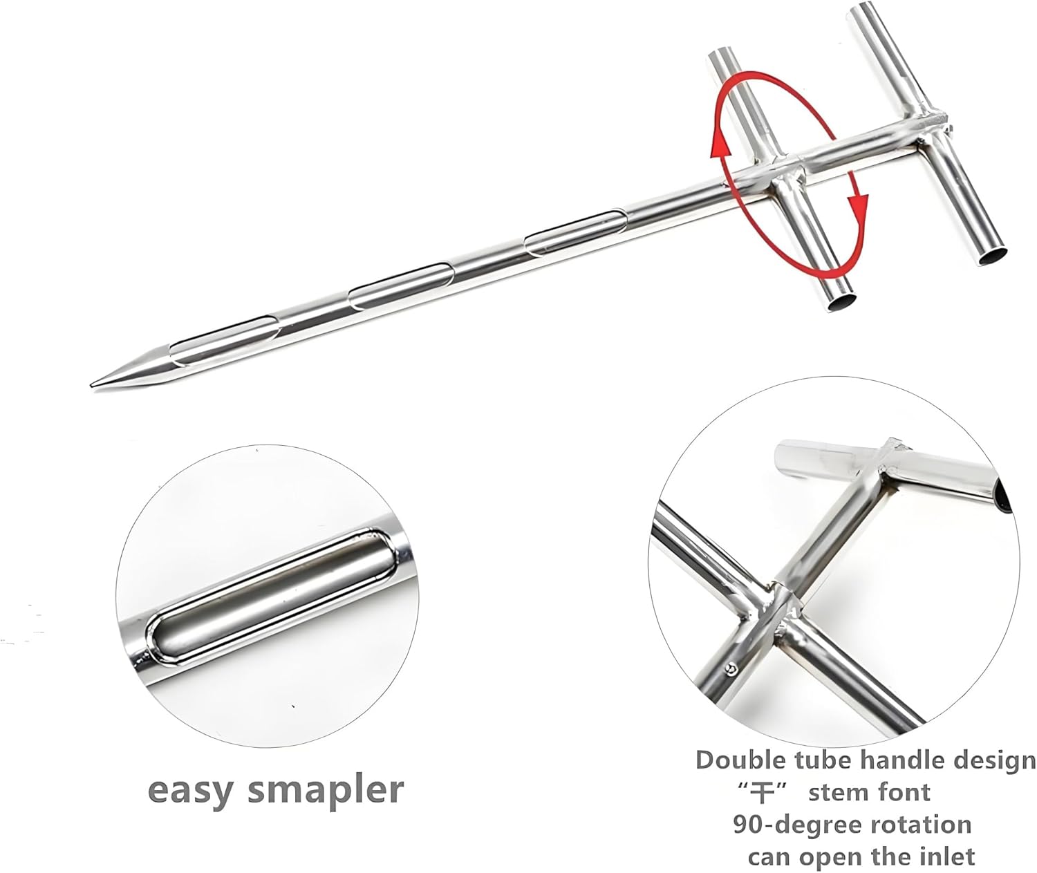 Stainless Steel Grain Sampler Probe - 3-Slot Solid Granule Sampling Tool for Agriculture, Cement & Fertilizer (D25mm x L1.5m) - Durable & Accurate