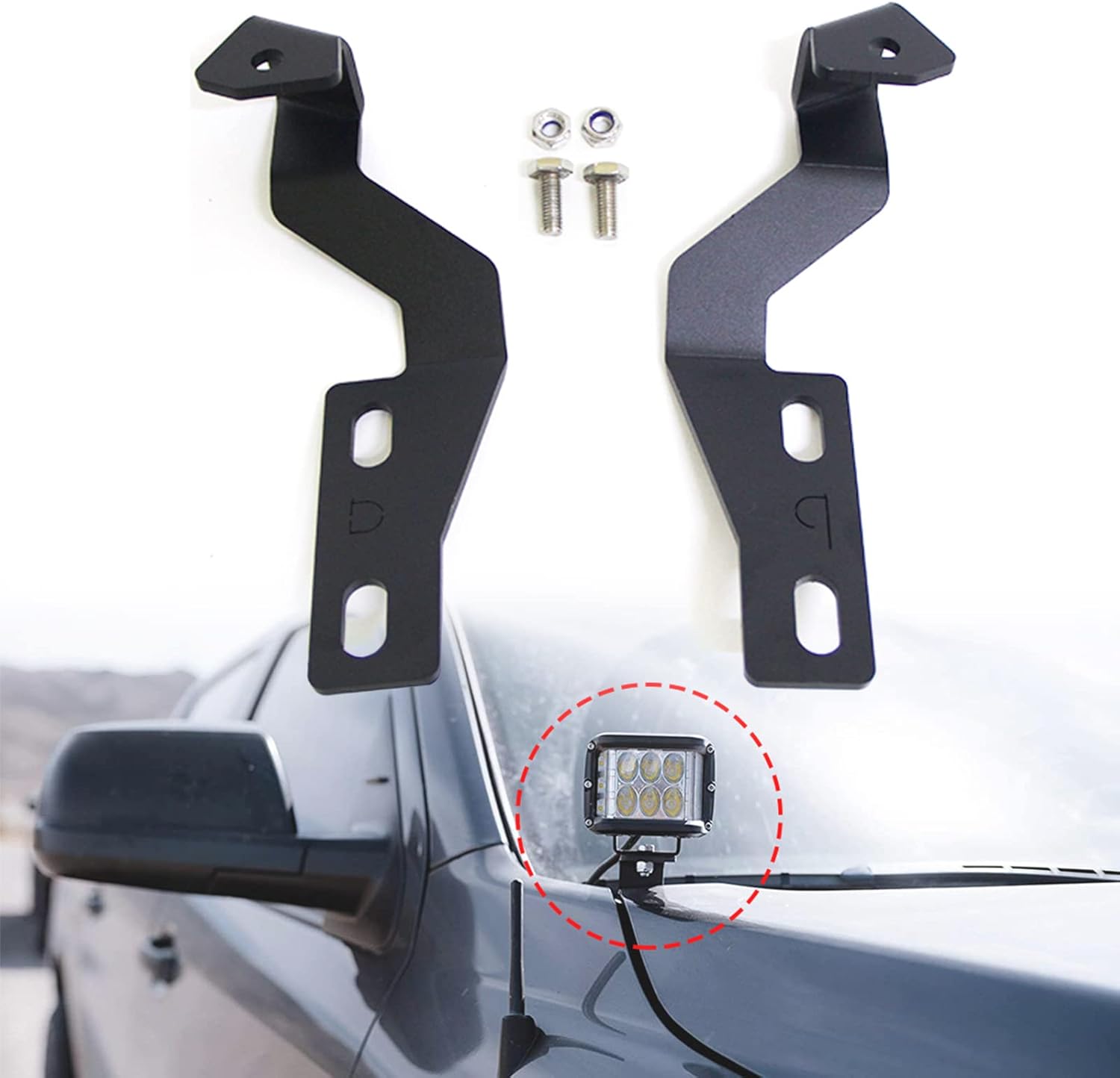 KMFCDAE Soporte de luz de zanja Tundra LED Pods Soporte de montaje en capó compatible con Toyota Tundra 2014+