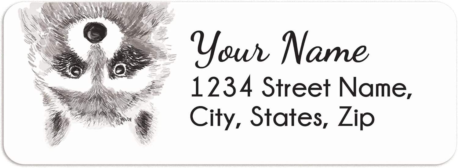 Mischievous Raccoon Return Address Labels - Personalized 120 Stickers, Jungle Mailing Gift Idea, Customized Woodland Forest Shipping Stickers, Watercolor Art