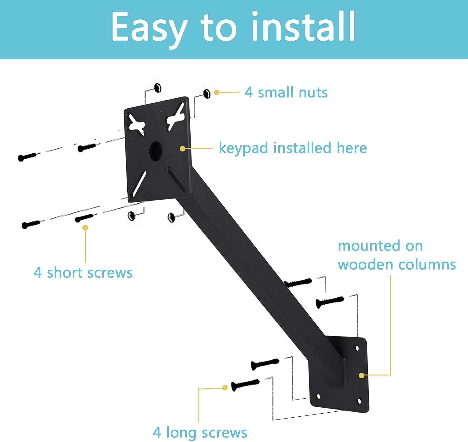 Keypad Mounting Post Bracket, Heavy Duty Universal Gooseneck Pedestal Mount for Keyboard on Automatic Gate Opener Systems or Garage Door, Powder Coated