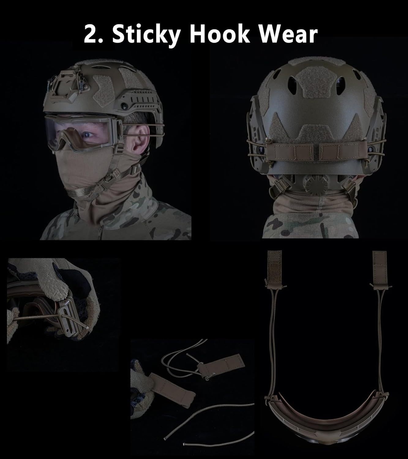 Tactical Helmet Protective Goggle, Impact Resistance Airsoft Paintball Protective Eyewear, Windproof Glasses