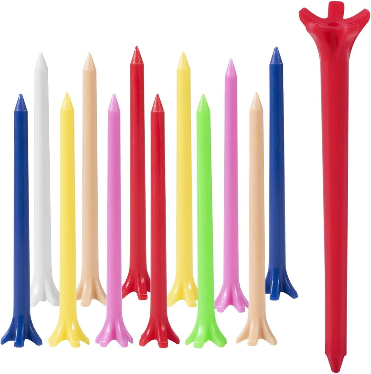 KISEER 100 Pack Assorted Colors Professional Durable 2 3/4 Inch Plastic Golf Tees Bulk (Random Colors)