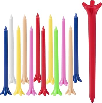 KISEER 100 Pack Assorted Colors Professional Durable 2 3/4 Inch Plastic Golf Tees Bulk Random Colors