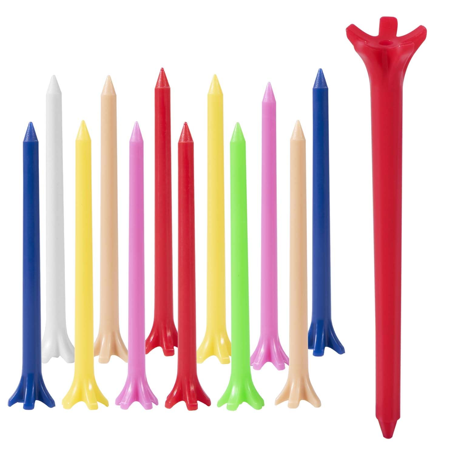 100 Pack Assorted Colors Professional Durable 2 3/4 Inch Plastic Golf Tees Bulk (Random Colors)