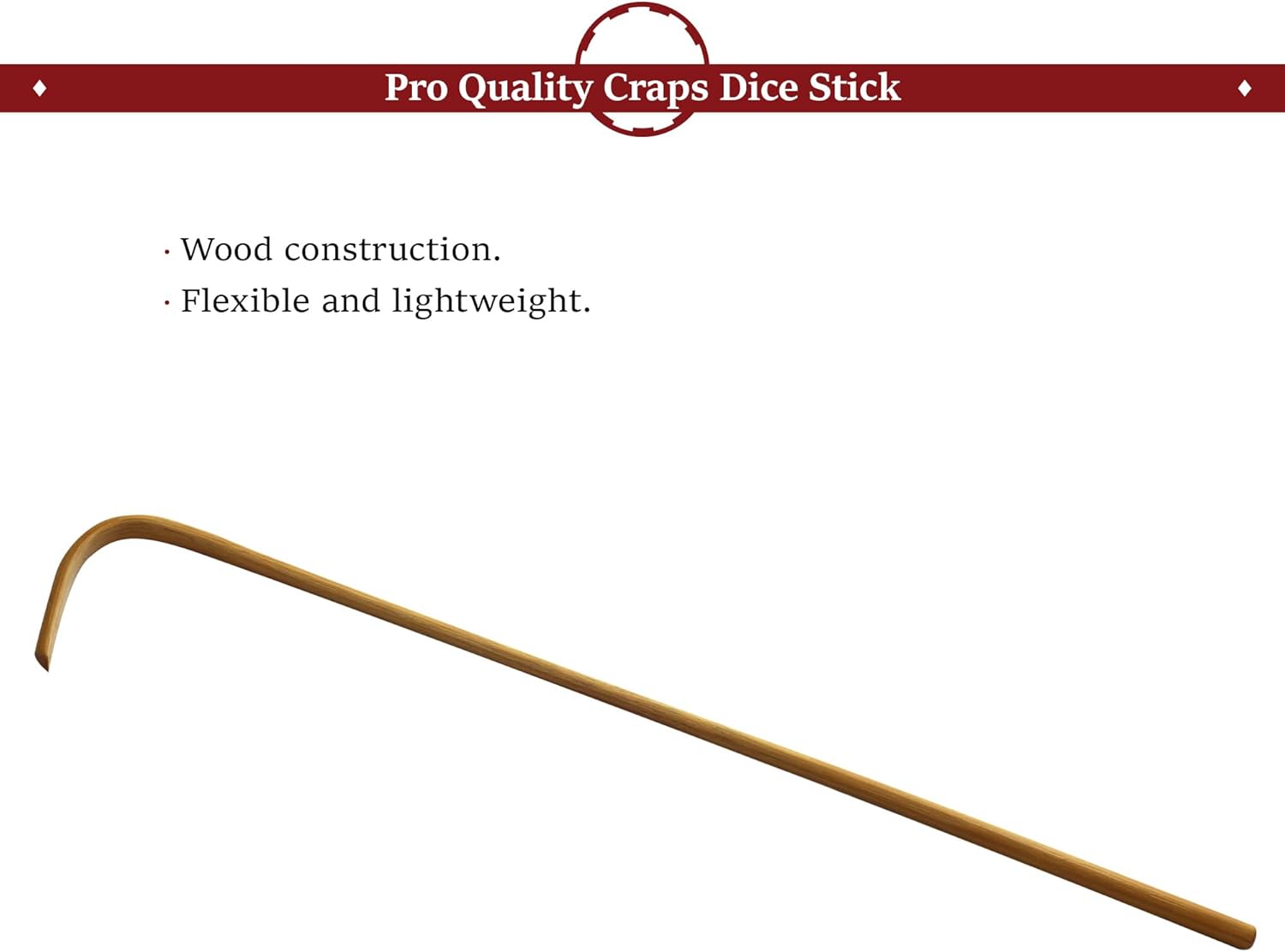 CGS Craps Dice Stick - Rattan Flexible Wood - 48" Length for Casino Size Craps Tables - Essential Casino-Quality Craps Equipment for Home or Professional Use