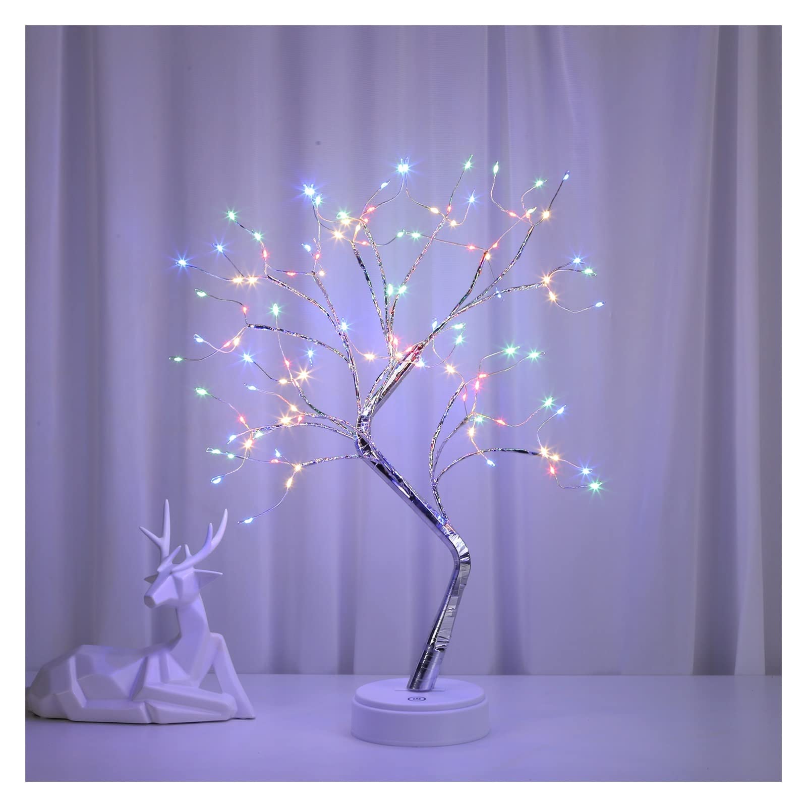 Lampa z piór, 108 LED Tabletop drzewko bonsai Light wodoodporny przełącznik dotykowy drut miedziany oświetlenie gałęzi na pulpit dekoracja przyjęcie ślubne lampa(RGB+Pure White)