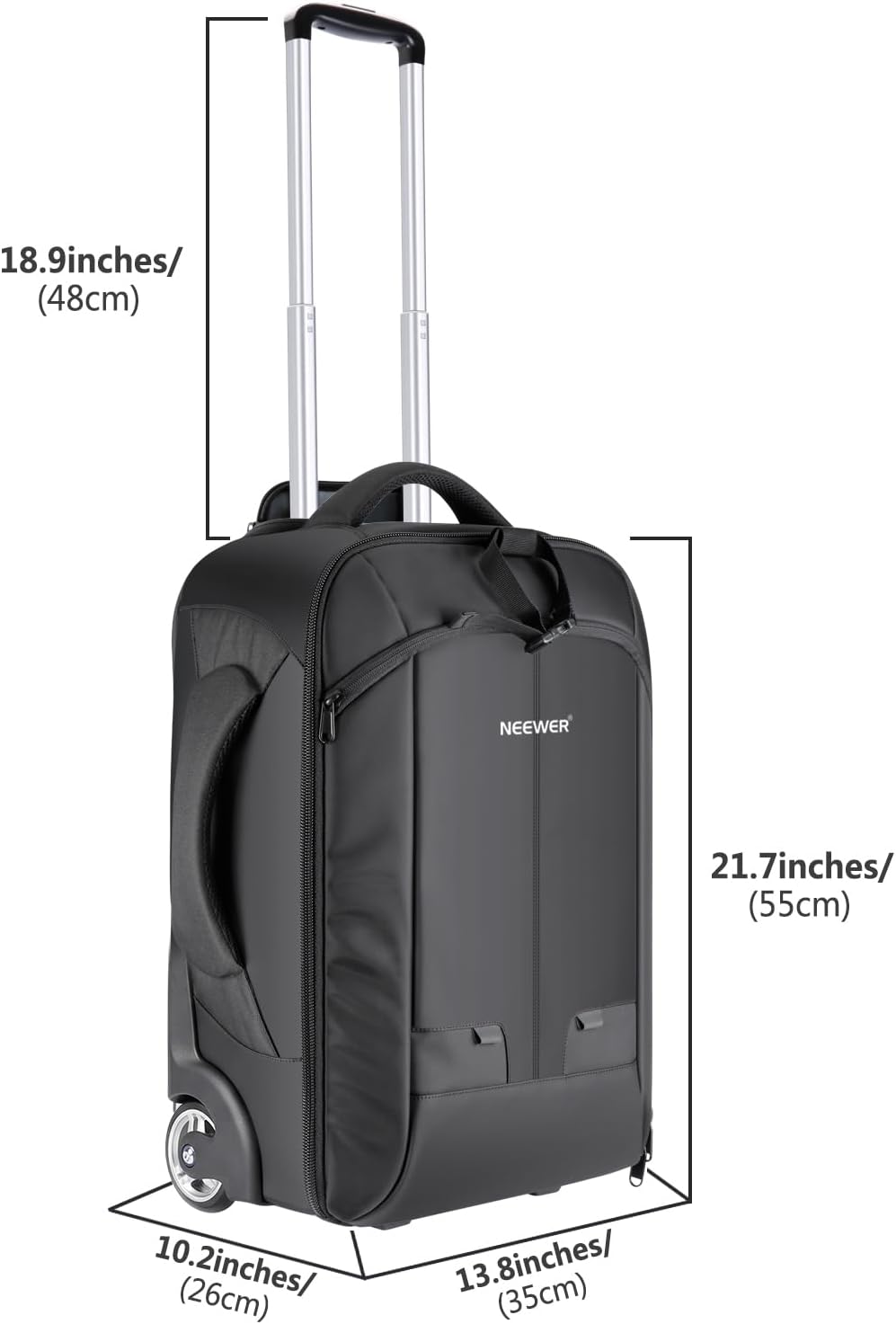 Neewer 2-in-1 Rolling Camera Bag Backpack Suitcase Style Convertible with Double Handle, Shockproof Trolley Case with Removable Padded for SLR/DSLR Cameras Tripod Lenses (Black/Red) image 2