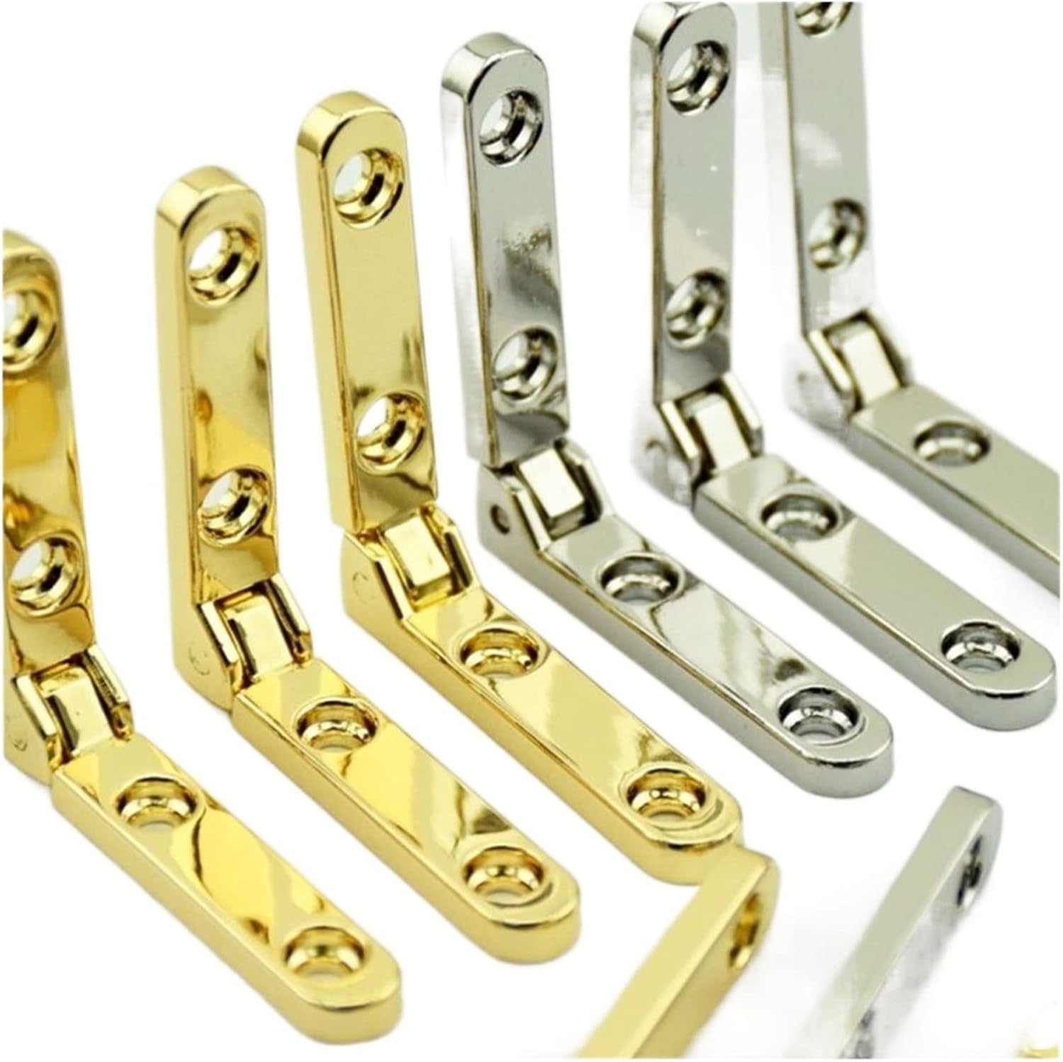 10pcs Hinge, 90 Degree Open Angle, Zinc Alloy, Spring Hinge, Door Hinge, Side Rail Hinge, for Wooden Jewelry Box Hinges(Gold)