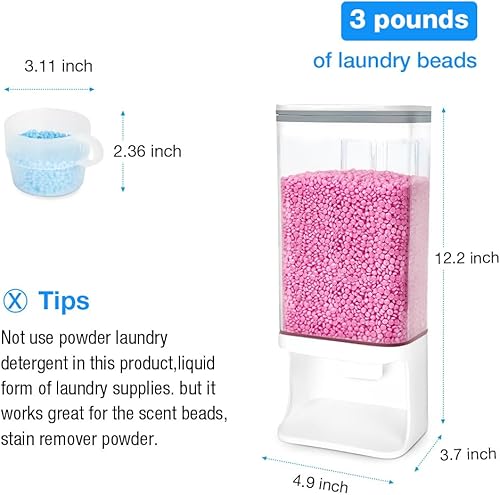 Miniatura 7 de Conworld Dispensador de detergente para ropa, dispensador de cuentas de lavandería montado en la pared para cuentas de refuerzo de aroma, polvo