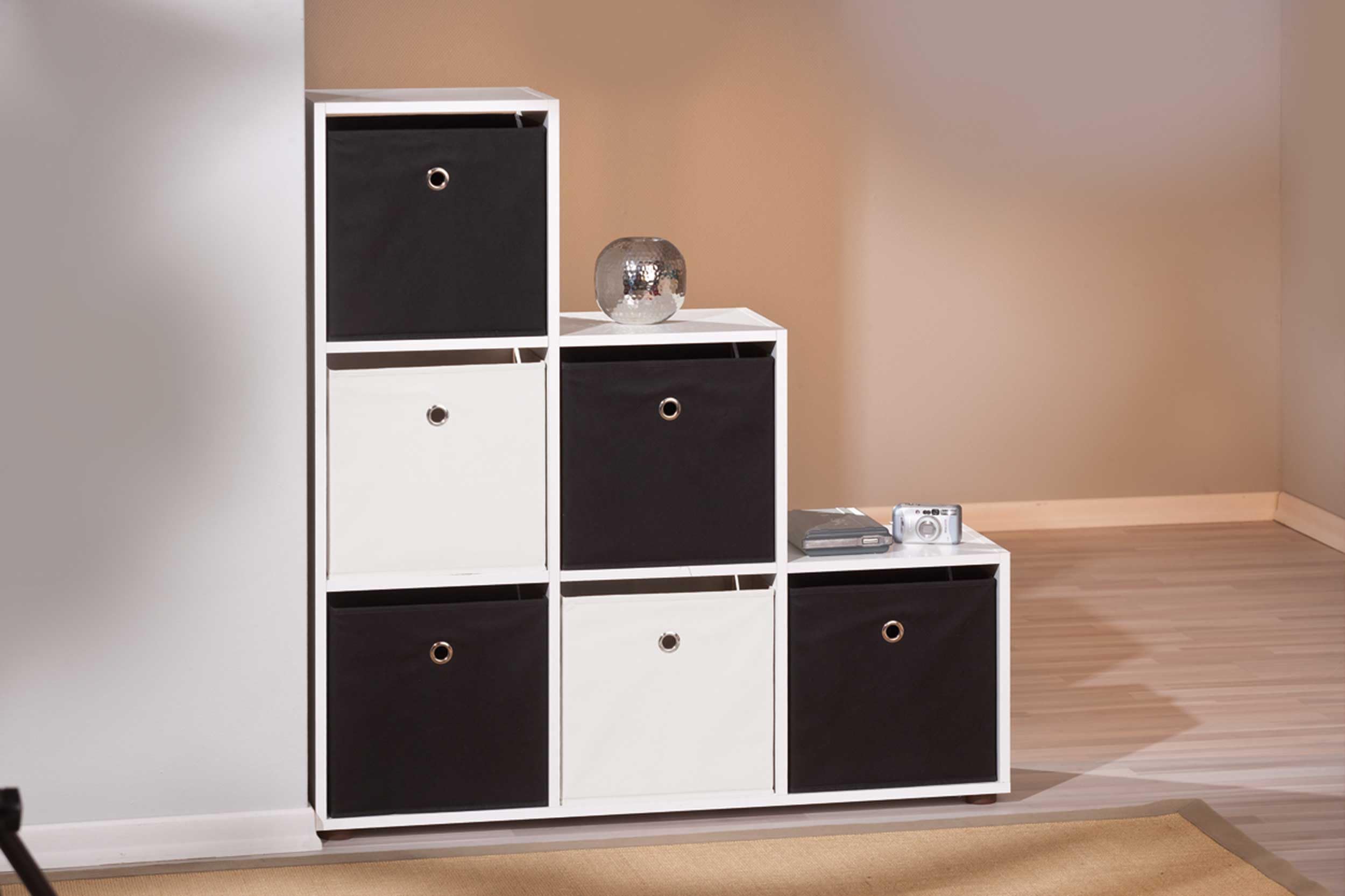 Inter Link - Libreria a 6 cubi - Scaffale con vani a giorno - Divisorio per ambienti - Scaffale a libera installazione - Ripiano per archivi - Melaminico - Compatibile con scatole pieghevoli Winny - Cadore 6