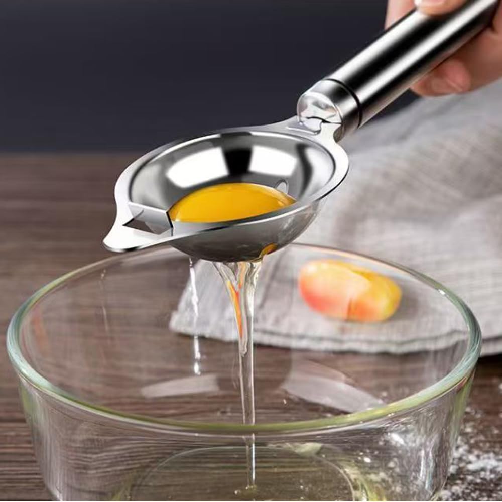 Set 2 Separatori Uova In Acciaio Inox - Professionale, Manico Lungo, Lavabile - Per Cucina E Pasticceria - Foto 9