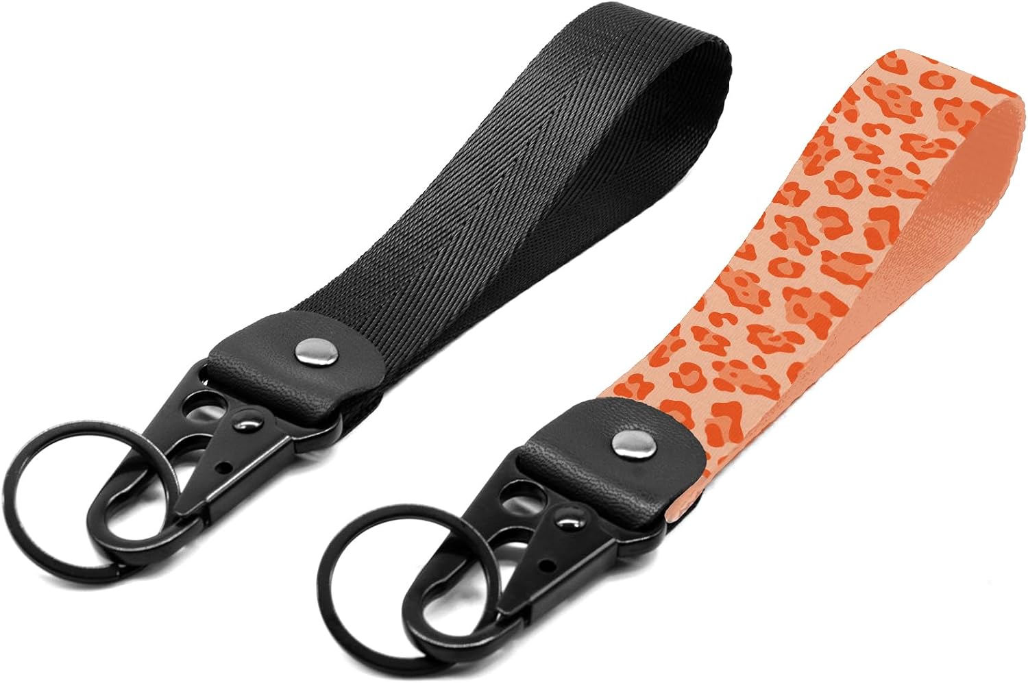 2 Pcs Classic Black & Floral Keychain Wristlet Lanyard for Women couples,Flower Wristlet Strap Hands-Free Wearable