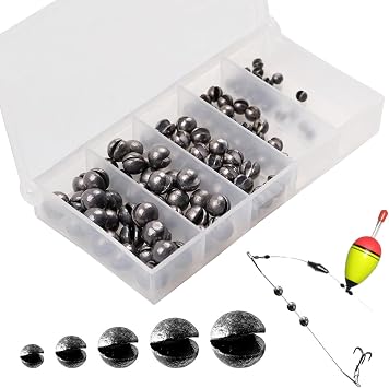 Split Shot Fishing Weights 110 Pcs Fishing Shot Weights Carp Weights Carp Fishing Weights for Saltwater Freshwater Carp River 0.2g / 0.5g / 1g / 1.5g / 2g