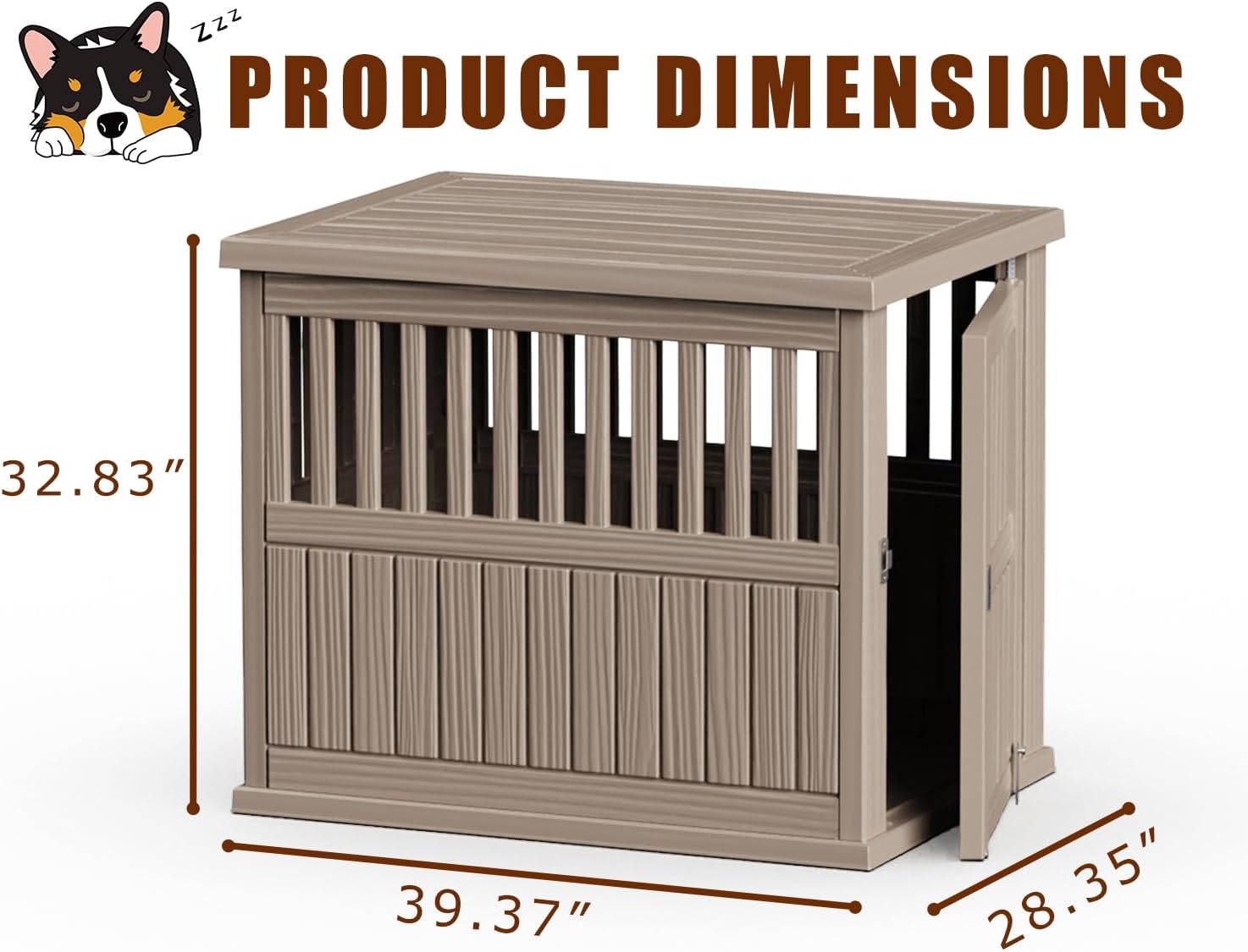 42 Inch Dog Crate Furniture Lockable Dog Kennel Indoor for Large Dogs and Medium Heavy Duty Pet Crate Decorative Pet Cage End Table,Grey