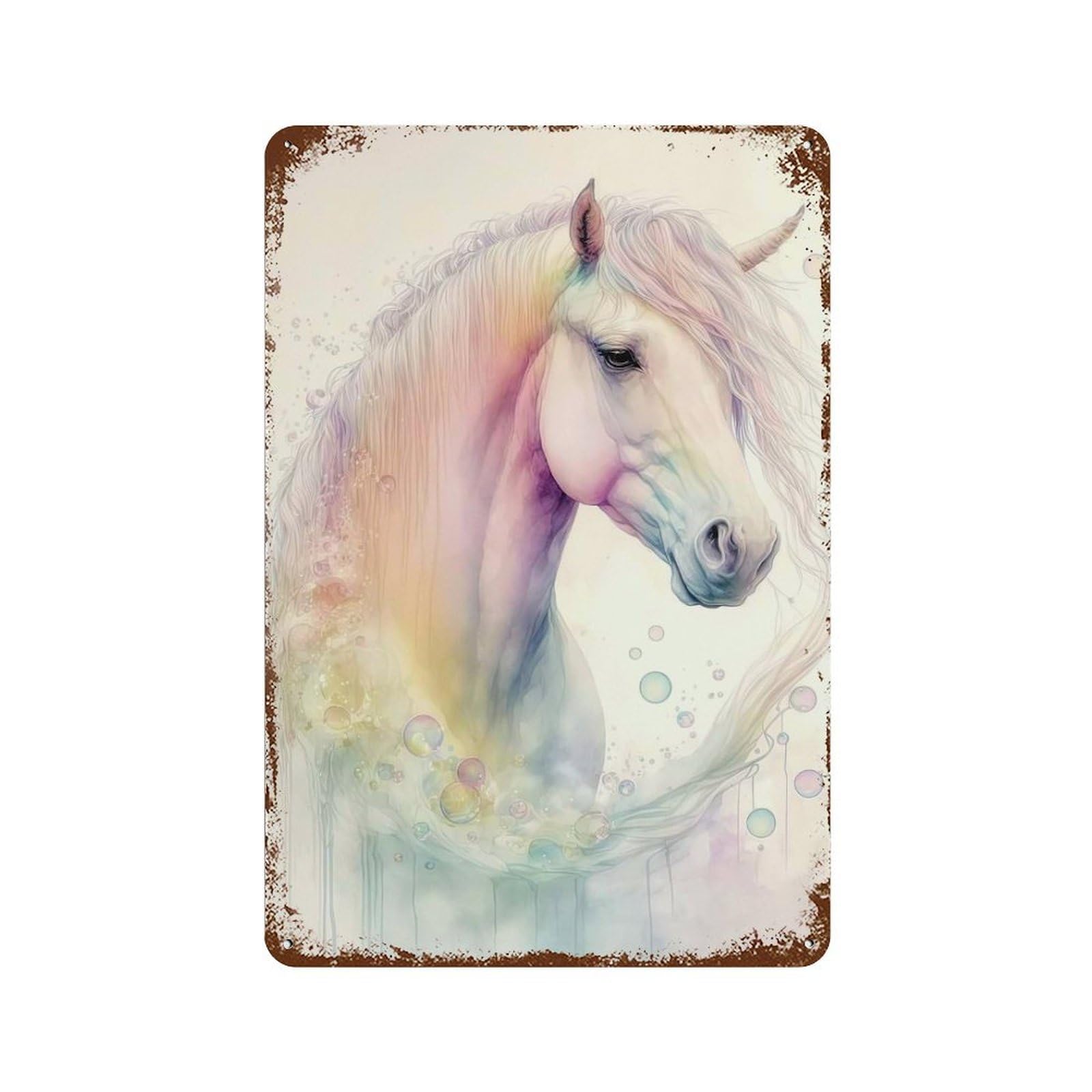 Garage Style Dreamy Horse Rusty Metal Tin Sign 11.8"x7.9", Classic Wall Plaque for Bar And Workshop