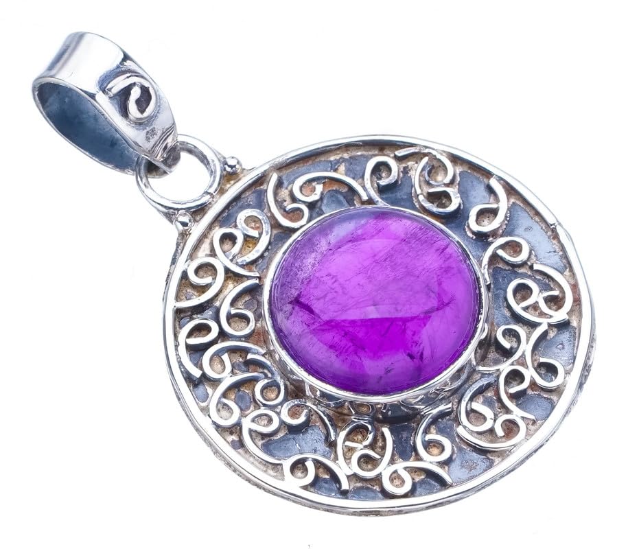 Pendentif améthyste naturelle en argent 925 fait main haut de gamme F3984