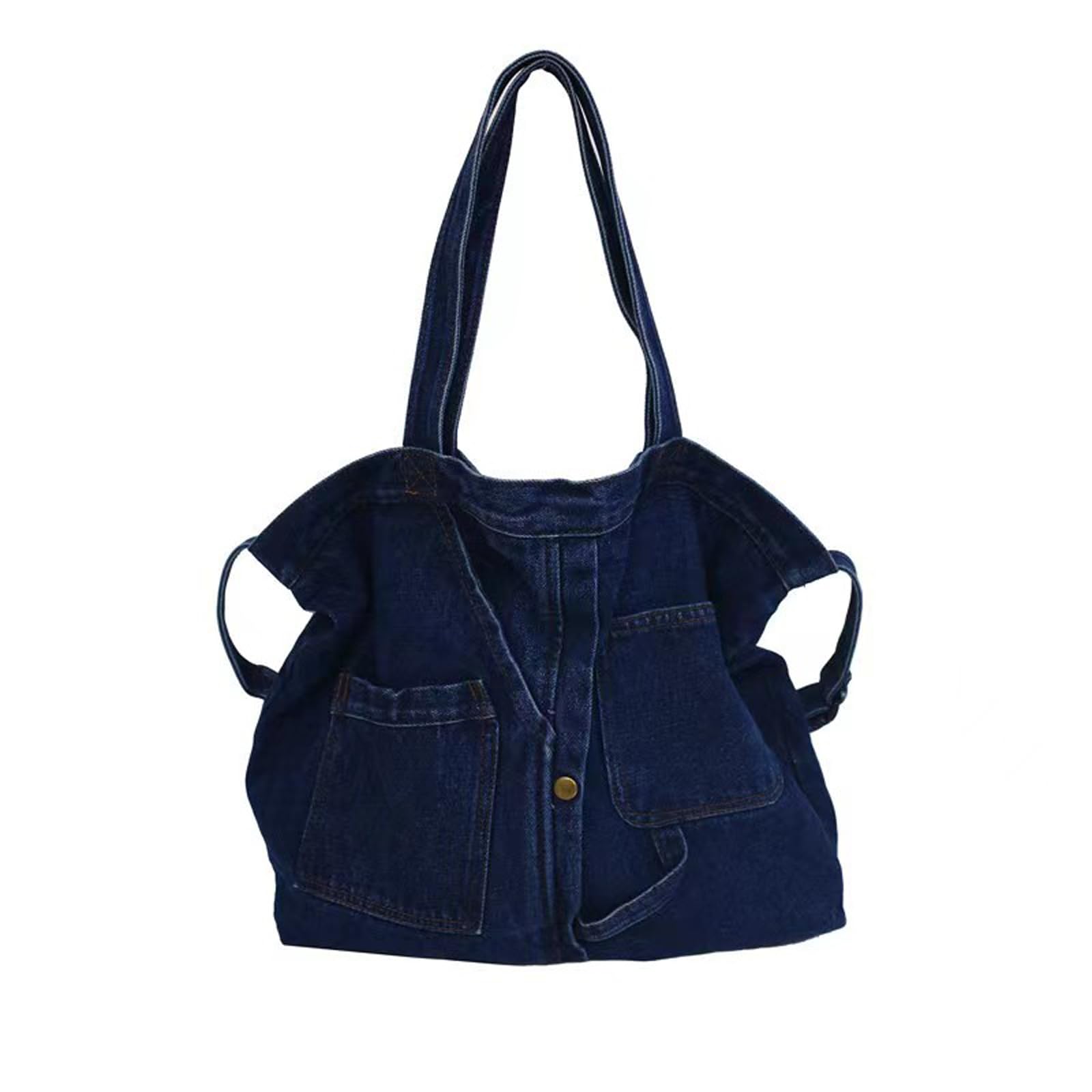 Women's soft denim handbag Casual Hobo handbag Retro crossbody bag Large capacity denim wallet (dark blue,One Size)