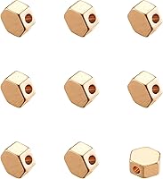 Vista 25 de Craftdady 50 cuentas redondas planas chapadas en oro de 18 quilates de latón galvanizado de 0.394 pulgadas para hacer joyas agujero: 0.059 pulgadas