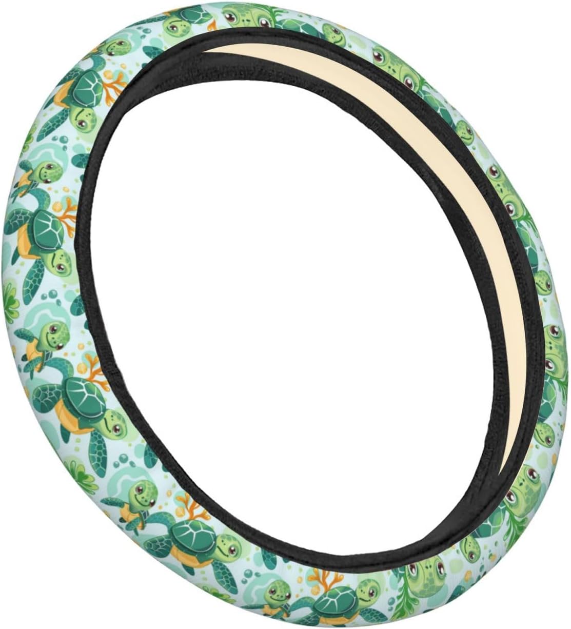 Cartoon Baby Sea Turtles Steering Wheel Covers Anti-Slip Elasticity Car Accessories Steering Wheel Protector Universal 15 Inch for Cars SUV Vehicle Truck image 3