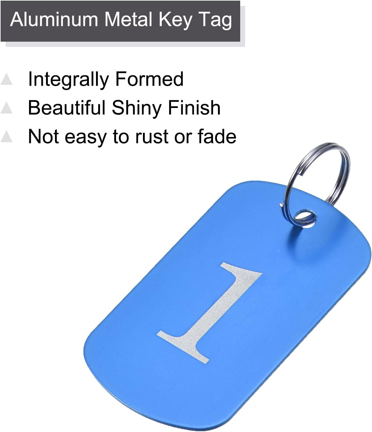 MECCANIXITY アルミメタルキータグ 1-25 ナンバータグ リング付きIDタグ 2x1.2インチ ブルー 長方形 空白 装